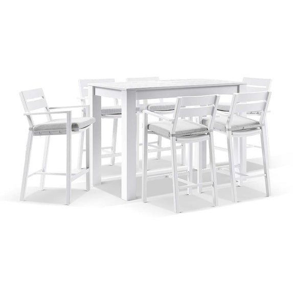 Santorini Outdoor Aluminium 1.5m Bar Table with 6 Bar stools