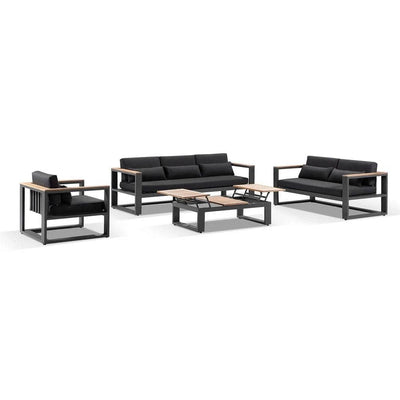 Balmoral 3+2+1 Seater Outdoor Aluminium and Teak Lounge Setting