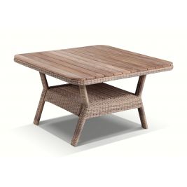 Low Dining 1.2m Square Outdoor Wicker Teak Top Table