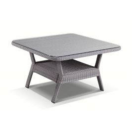 Low Dining 1.2m Square Outdoor Wicker Glass Top Table