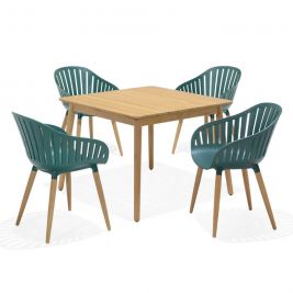 Marina Outdoor Recycled Plastic 4 Seater Square Timber Dining Setting