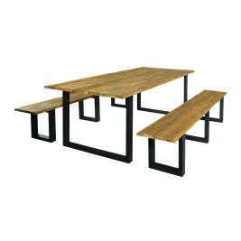 Santai 2.4m Outdoor Teak Timber and Dining Table with Benches