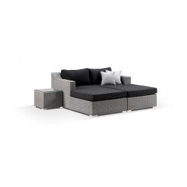 Milano Outdoor Wicker 3 Piece Modular Daybed with Side Table