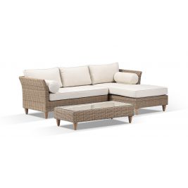 Carolina Outdoor Wicker Chaise Lounge with Coffee Table