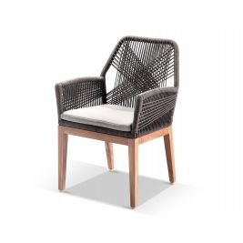 Darcey Outdoor Teak and Rope Dining Chair