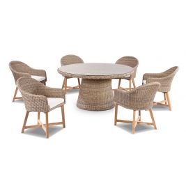 Plantation 6 with Coastal Outdoor Wicker Dining Chairs