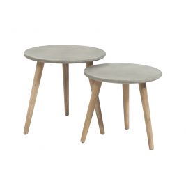 Ellie Round Outdoor Poly-Cement and Timber Table Balcony Set