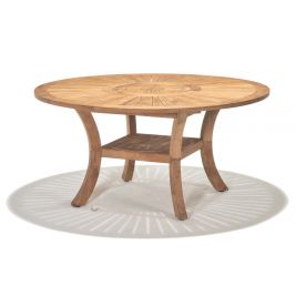 Solomon 1.5m Round Teak Timber Outdoor Dining Table with Lazy Susan