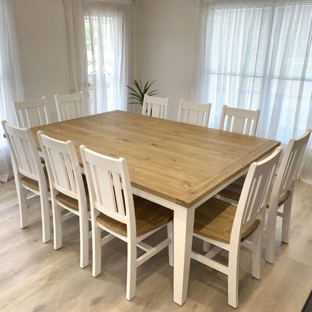Large Rustic 10 Seater Dining Table, 10 Seat Dining Room Set