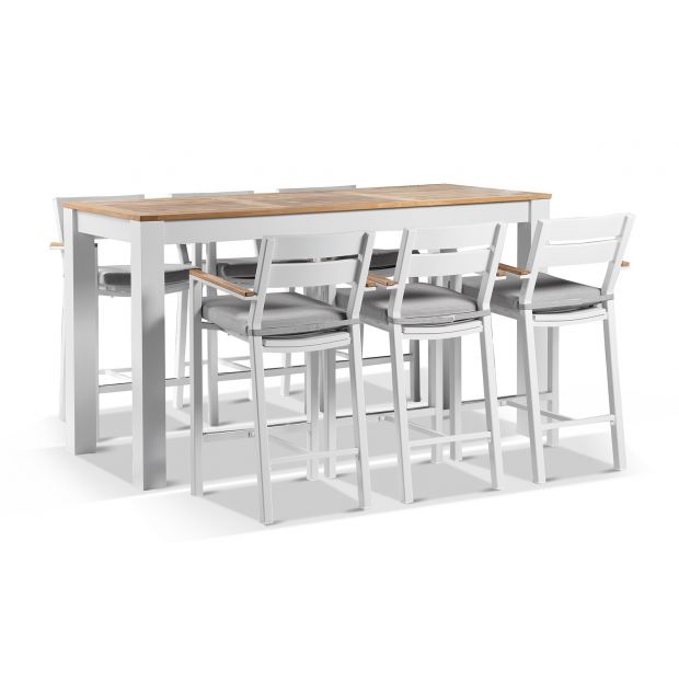 Balm 2m Aluminium Bar Table With 6, White Outdoor Bar Stools Australia