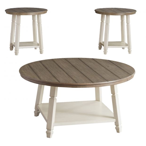 Round Coffee Table And Side Tables Set, Half Round End Table By Ashley