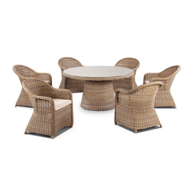 Plantation 6 Seater Outdoor Wicker, 6 Seater Round Dining Table And Chairs Outdoor
