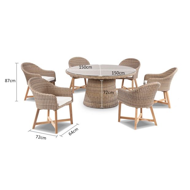 Plantation 6 With Coastal Outdoor Wicker Dining Chairs