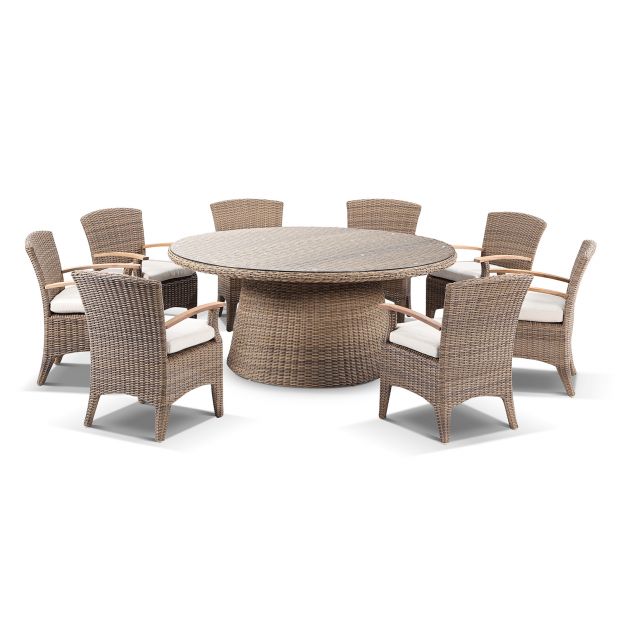 Round Outdoor Wicker Dining Table, Round Outdoor Dining Tables For 8