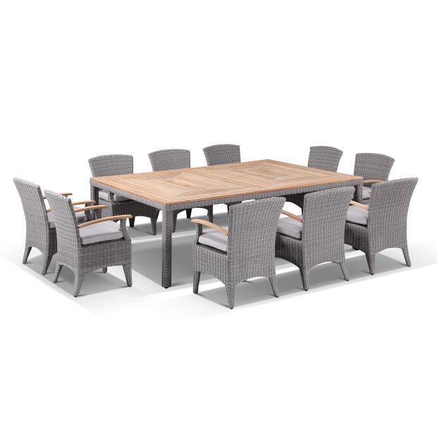 Sahara 10 Seat Outdoor Teak Top Dining, Outdoor Dining Table For 10