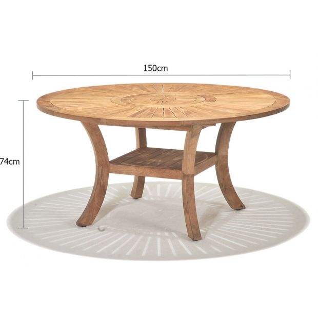 Solomon 1 5m Round Teak Timber Outdoor, Round Teak Outdoor Dining Table