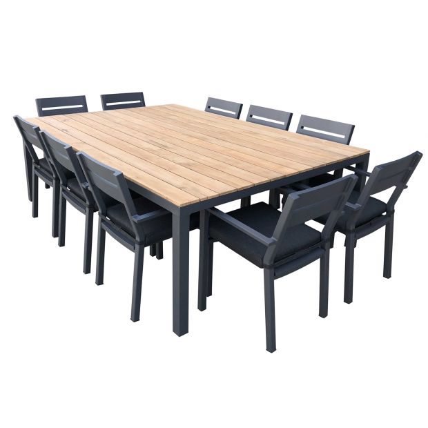 Tuscany 10 Seat Teak Top Dining Table, 10 Person Round Outdoor Dining Table