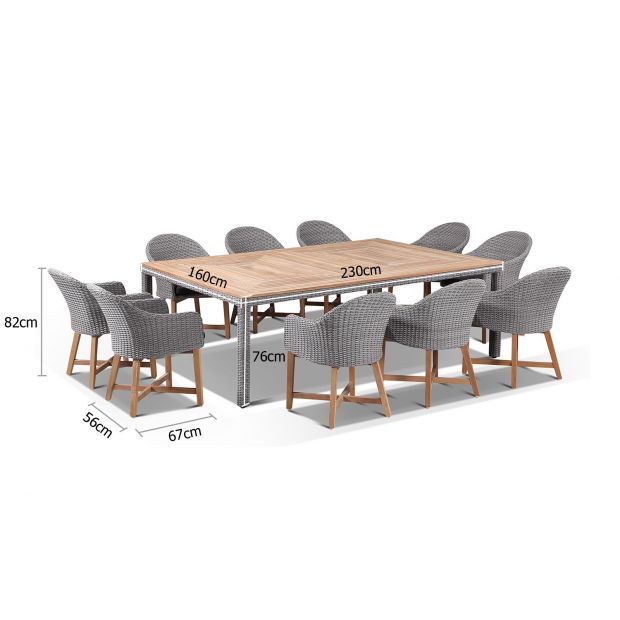 Sahara 10 Seat With Coastal Chairs In, 10 Seat Round Outdoor Dining Table